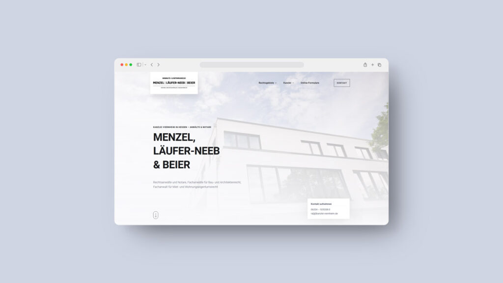 Webdesign für die Kanzlei Menzel, Läufer-Neeb & Beier in Viernheim